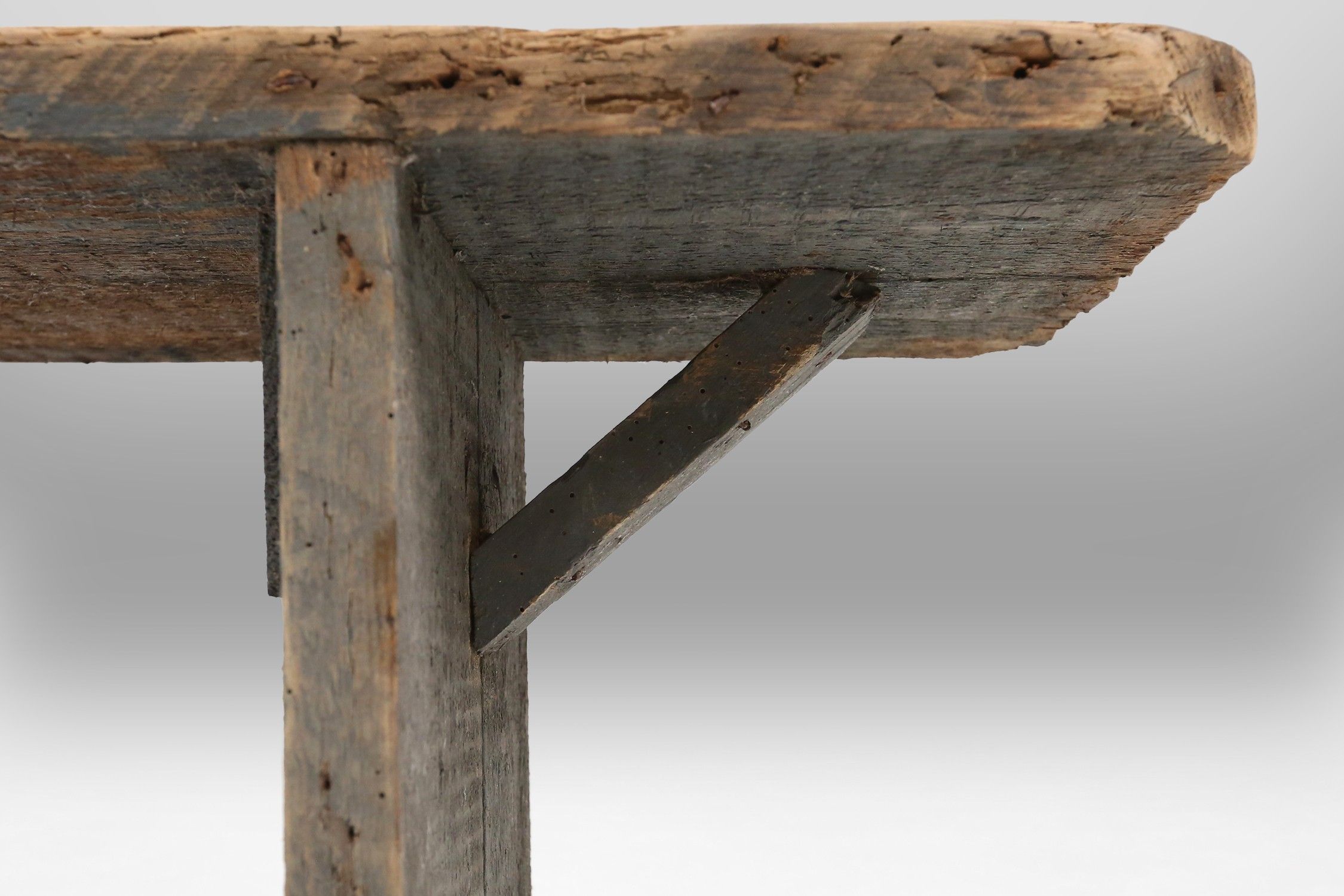 Unusual and charming grey wooden bench, France ca 1890thumbnail